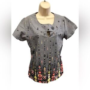 724 / Scrub Works Women’s Circle Print Scrub Top Size Small